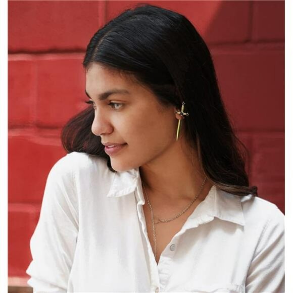 Gothic Sword Earrings Women Punk Dagger Rhinestone Stud Retro Black CZ Jewelry - Picture 3 of 8